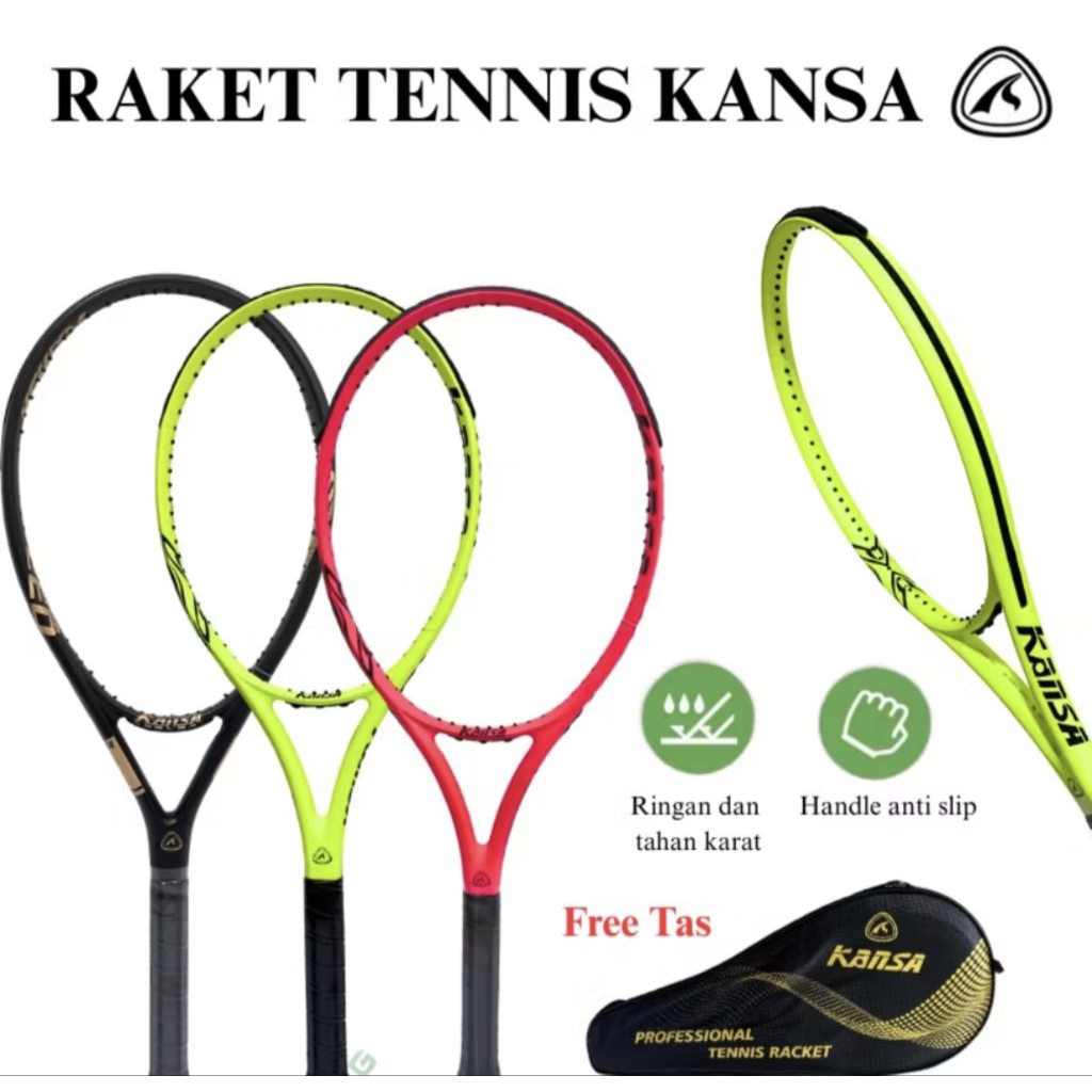 RAKET TENIS KANSA FULL CARBON FREE TAS DAN GRIP