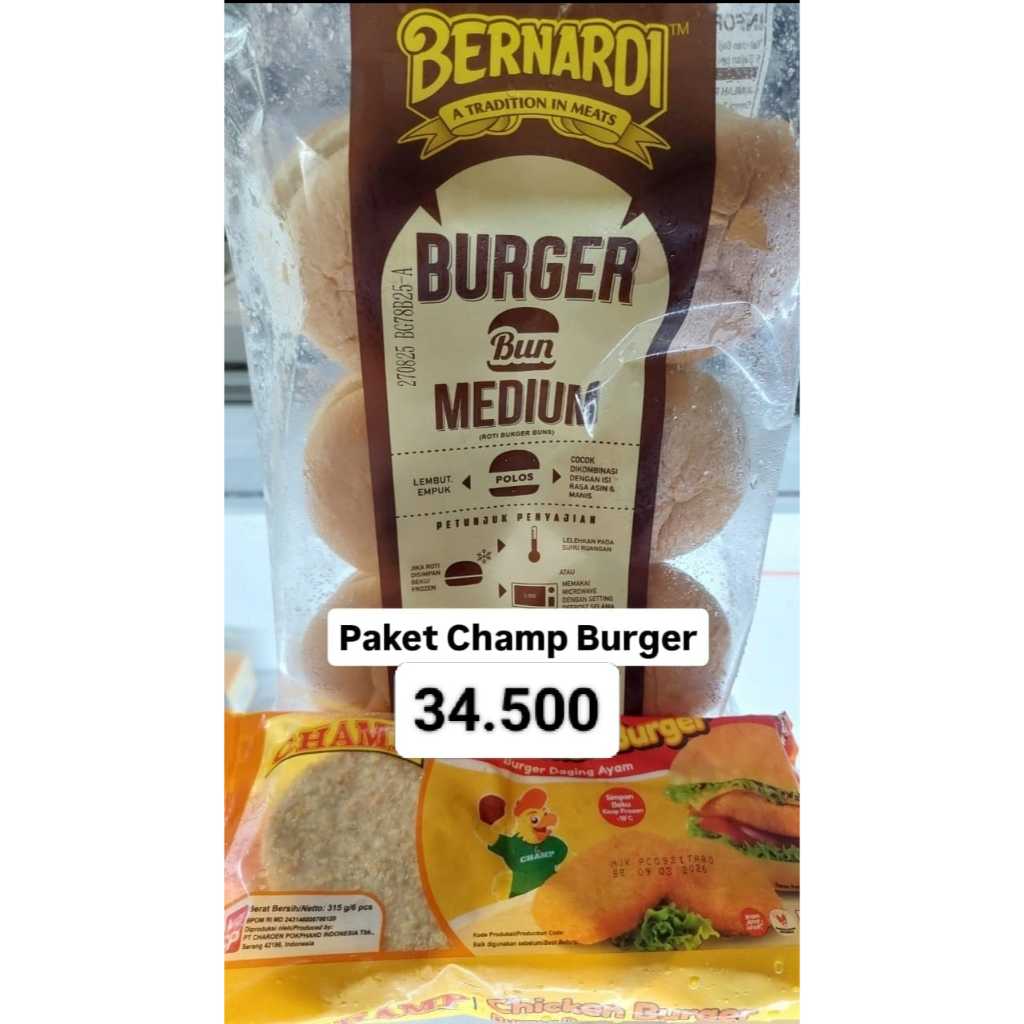 Paket Champ Burger (Champ Burger + Roti Bun Bernardi)