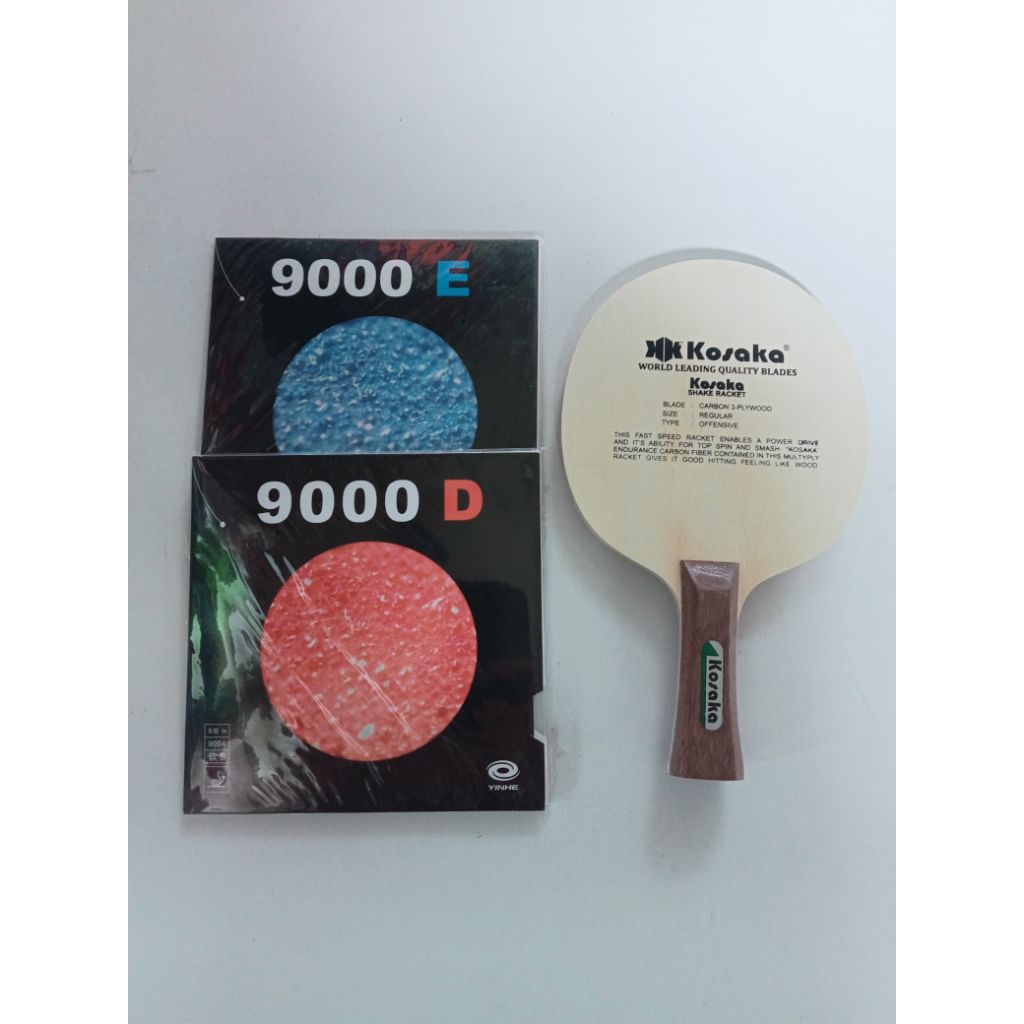 Kayu Bet Tenis Meja Kosaka Carbon Satu Set Sudah Berikut Karet Yinhe