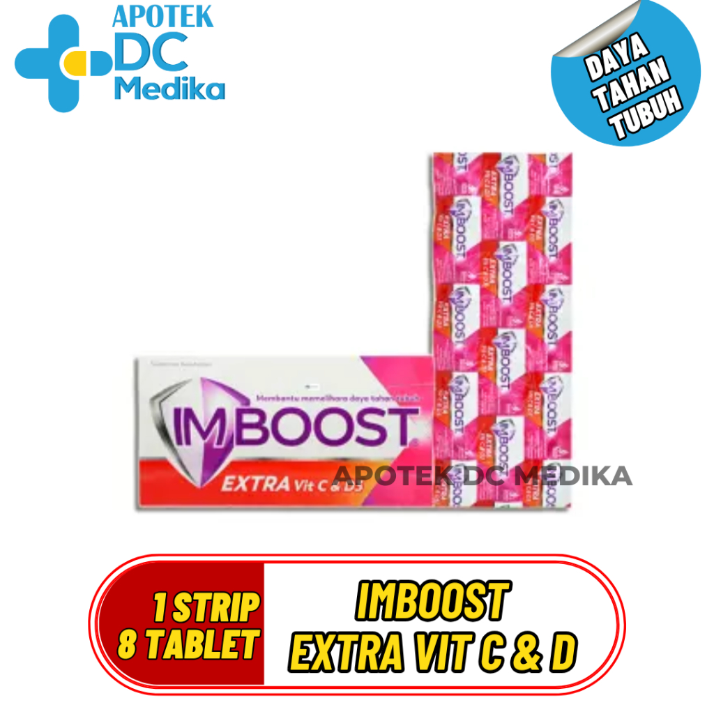 Imboost extra vit c dan d strip 8 tablet vitamin daya tahan tubuh vitamin imboost dewasa anak