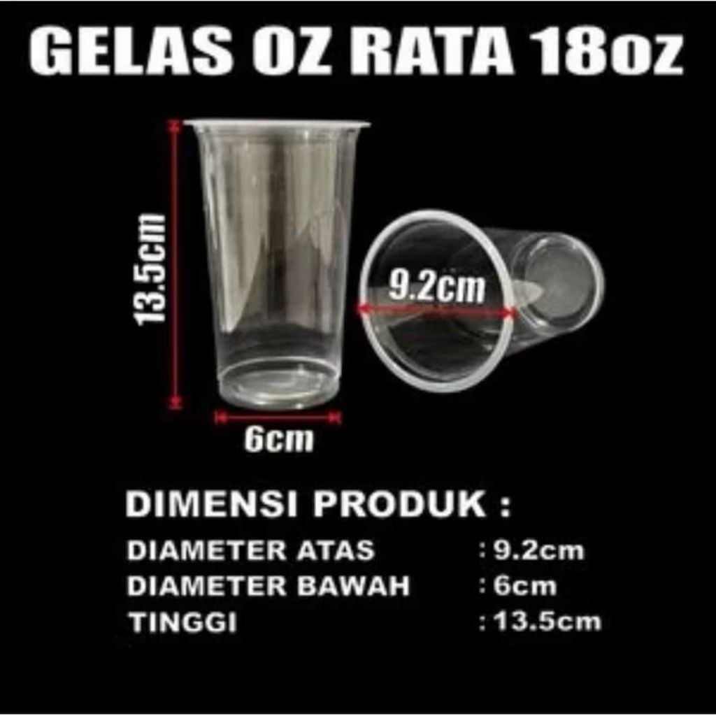 gelas cup 18 Oz rata flat