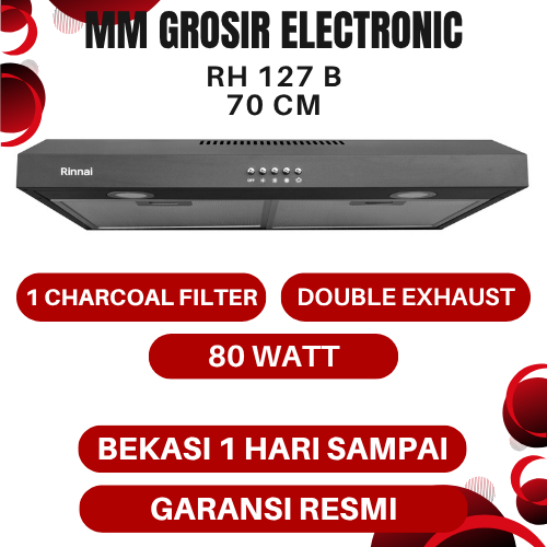 RINNAI COOKER HOOD PENGHISAP ASAP DAPUR 70 CM RH 127 B RH-127B RH127B BEKASI MURAH GARANSI RESMI