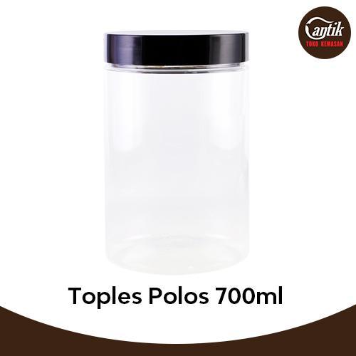 TOPLES JAR PLASTIK POLOS 700ML + TUTUP TOPLES PLASTIK ISI 50 PCS