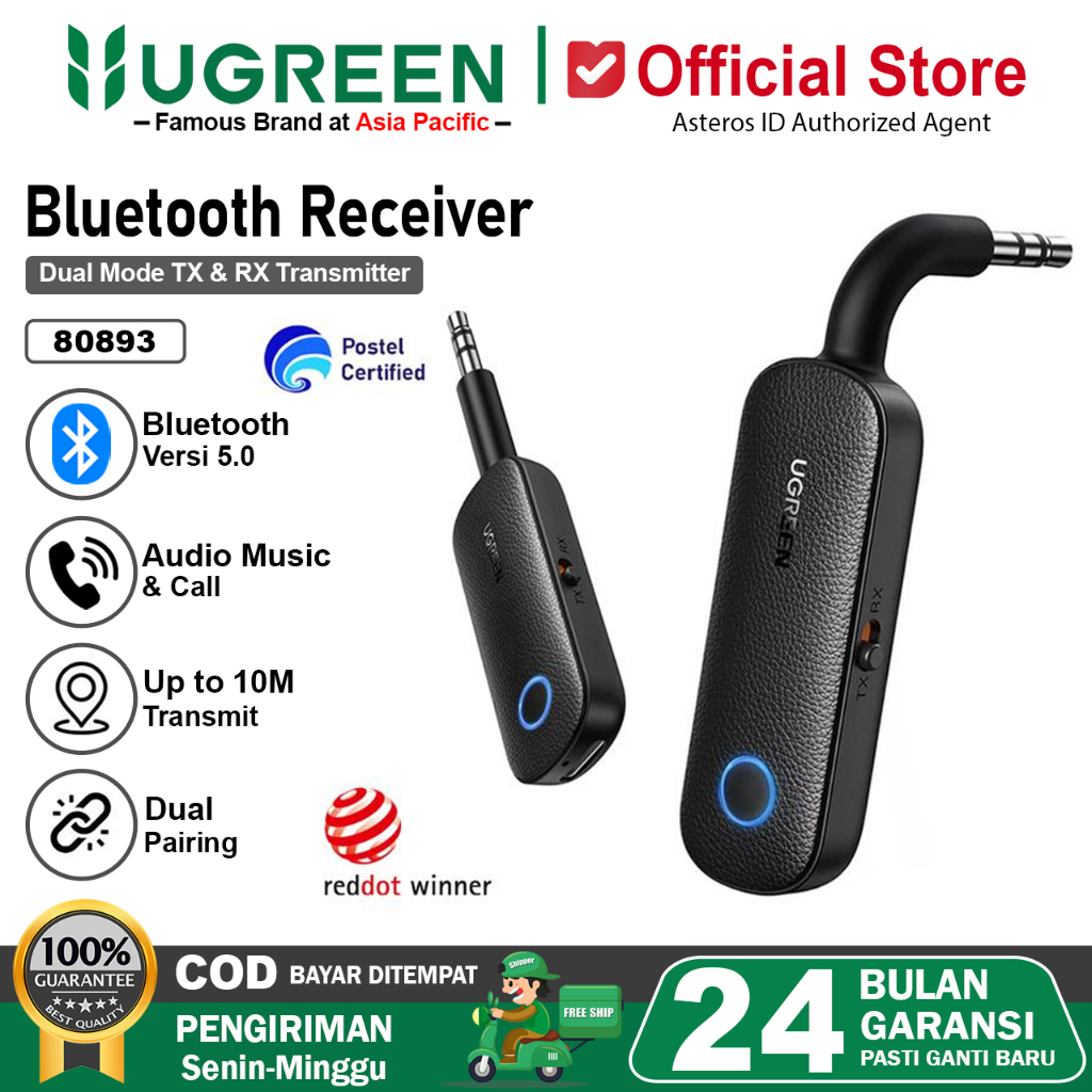 UGREEN Bluetooth Receiver 5.0 Transmitter 2 IN 1 With 3.5mm 80893