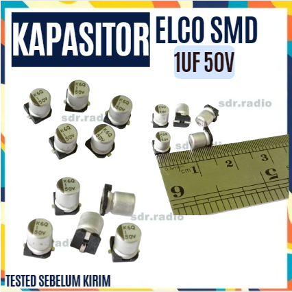 kapasitor capasitor elko elco SMD 1uf 50v 1 uf 1Mikrofarad 50Volt