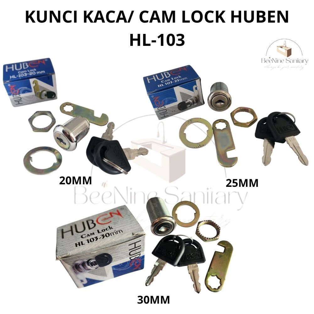 HUBEN Kunci kaca/ CamLock HUBEN 20/25/30mm/ Kunci Lemari Besi/ pengunci Loker Laci Lemari Kunci Cabi