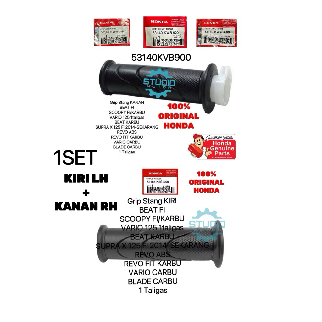 53140-KWB-920 53166-K2S-N00 Hand Grip Karet Stang Kanan Kiri Beat Fi Karburator Revo Fit Abs Blade 1
