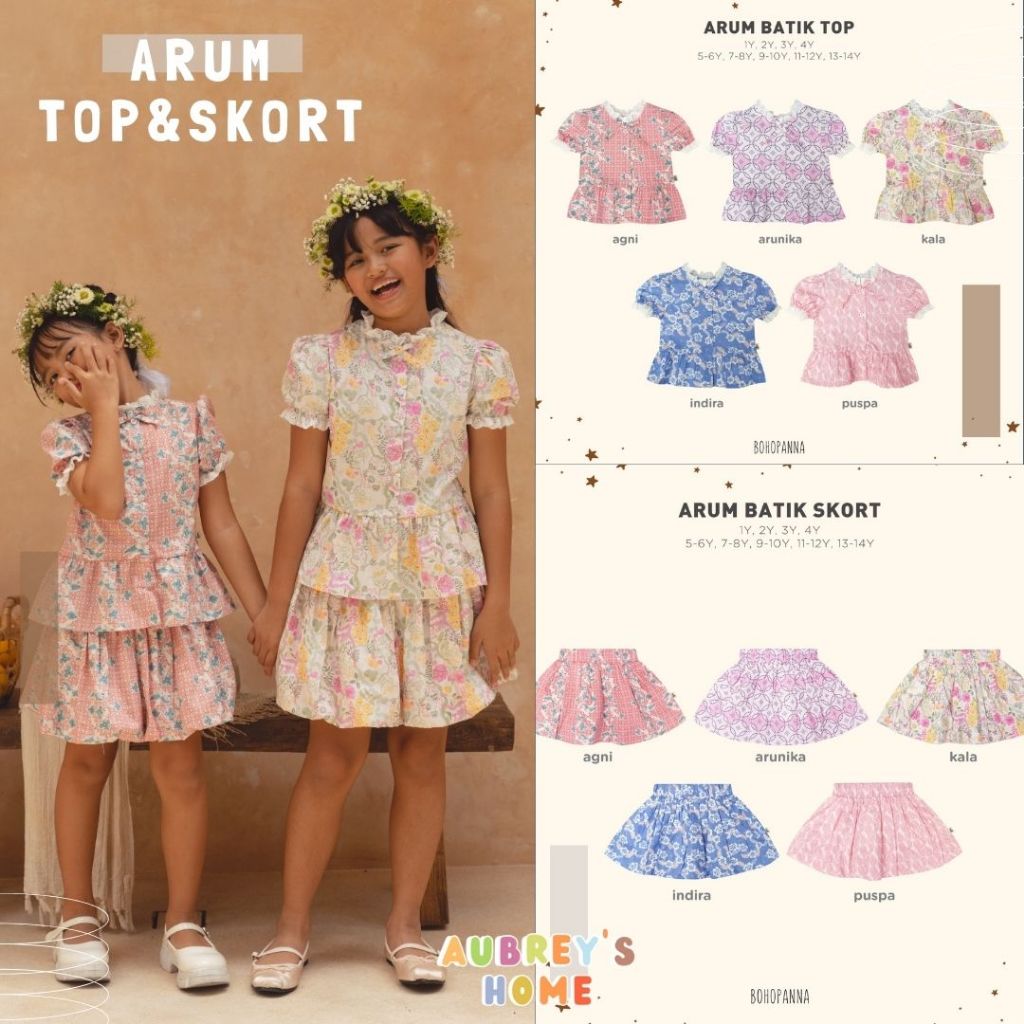 Bohopanna Baju Batik Anak Perempuan - Arum Batik Top & Arum Batik Skort