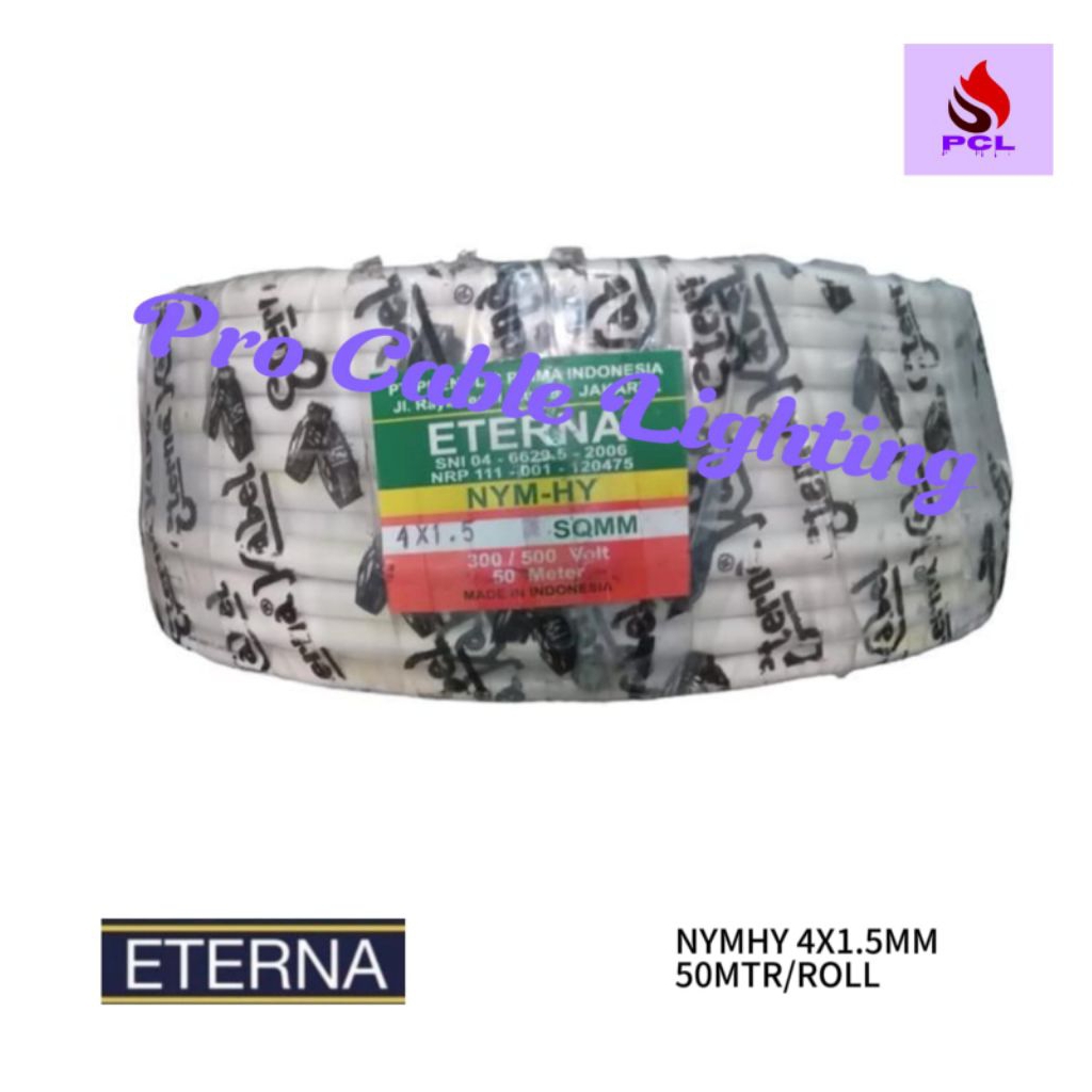 Kabel Eterna NYMHY 4X1.5 4X1,5 mm Rol 50 Meter