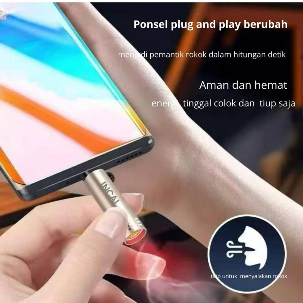 INCAI korek api elektrik mini anti angin , Pemantik Rokok Ponsel type C, kompatibel untuk xiaomi viv