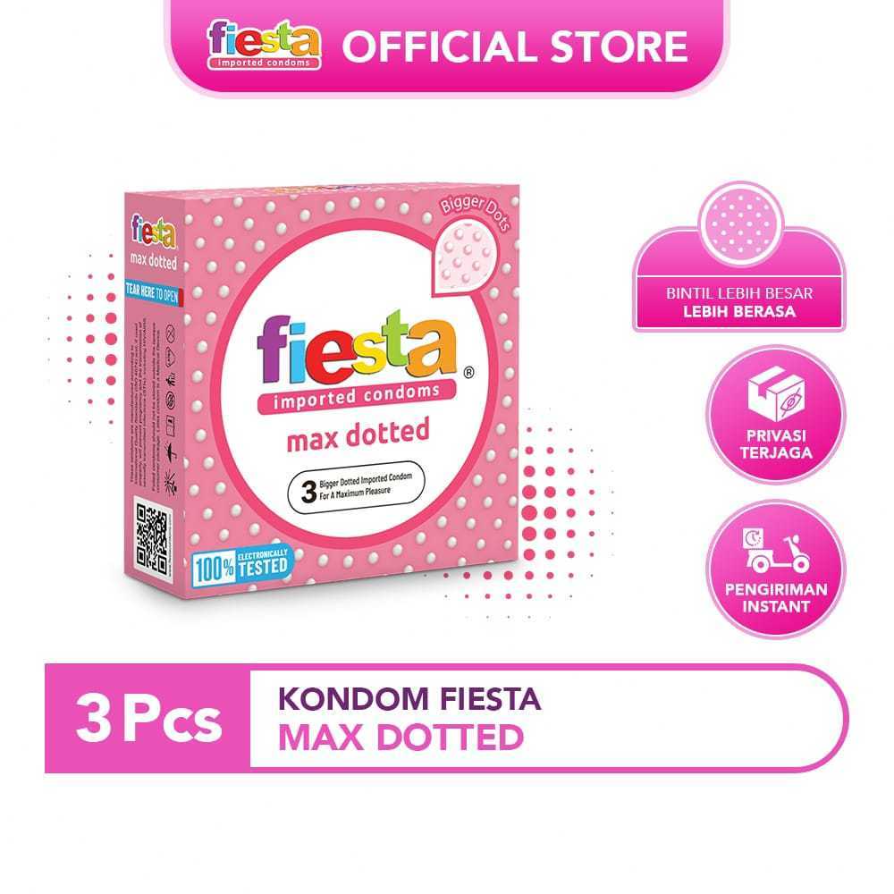 Kondom fiesta Max Dotted Box isi 3pc / Textur Bintil Tambah Sensasi Bercinta /Kesehatan Seksual / Ko