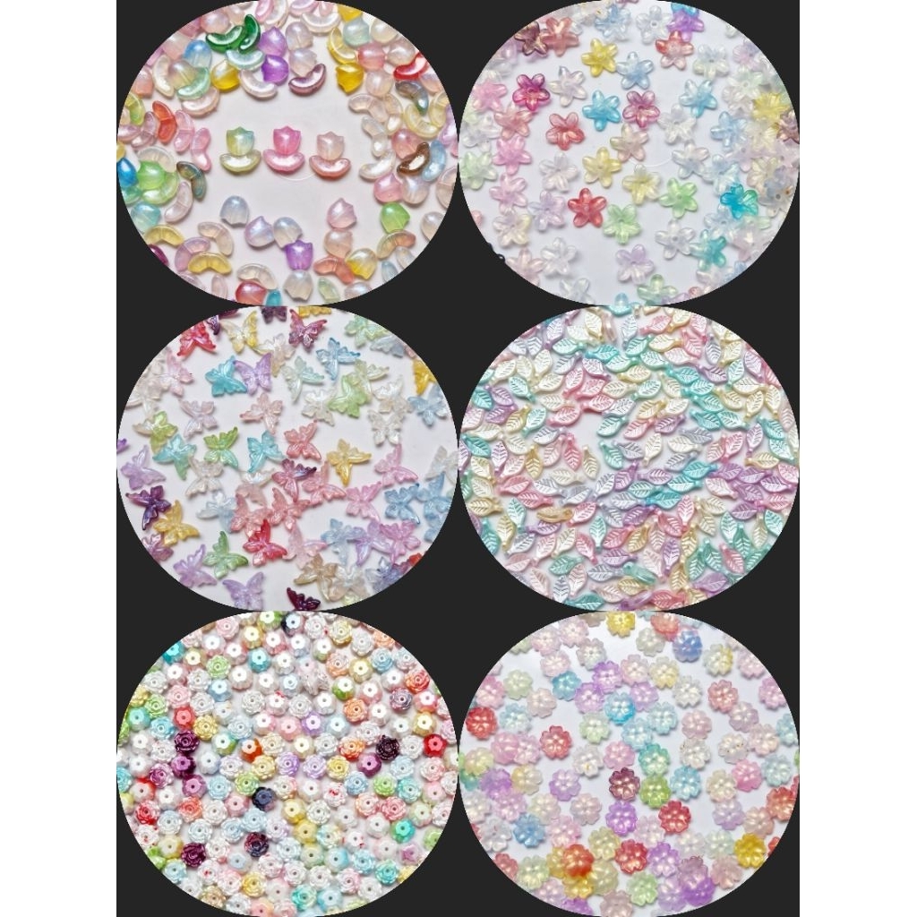 {{25gr}} ANEKA MACAM MANIK KELOPAK BUNGA MINI TULIP DAUN JASMINE CLOVER KUPU HANA ROSE SAKURA GRADAS