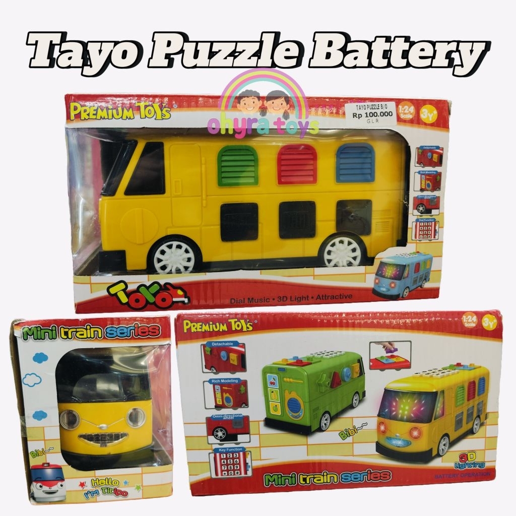 Mainan Anak Mobil Tayo Baterai Tayo Puzzle Musik Lampu Gerak Bump N Go
