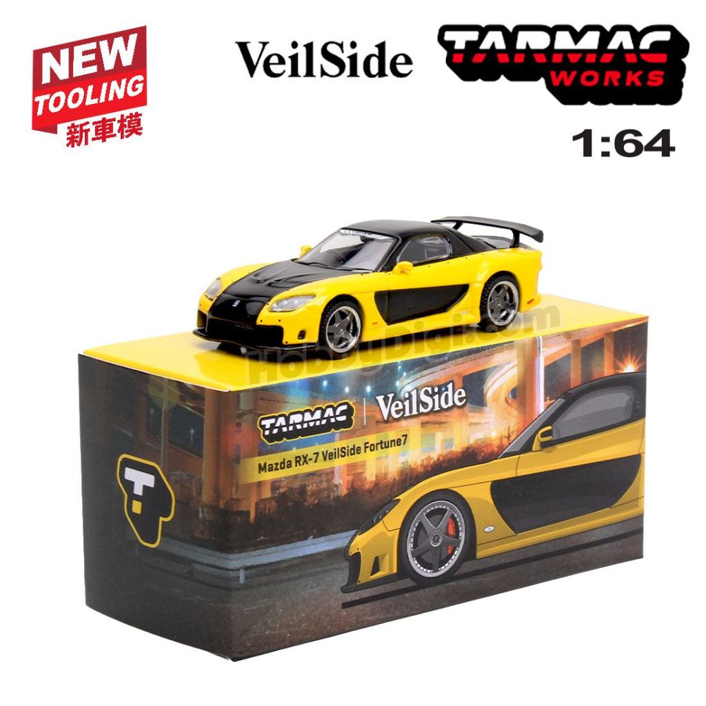 TARMAC WORKS 1/64 MAZDA RX-7 RX 7 VEILSIDE FORTUNE7 YELLOW