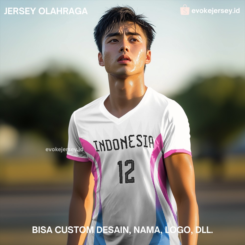 Kaos Jersey Basket Putih Pink Biru Motif Abstrak 140 - Jersey Olahraga Custom