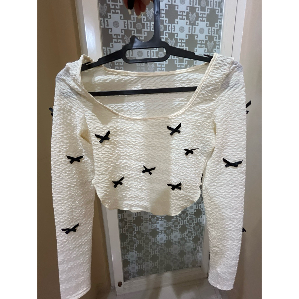 atasan pita atasan coquette atasan pita lengan panjang