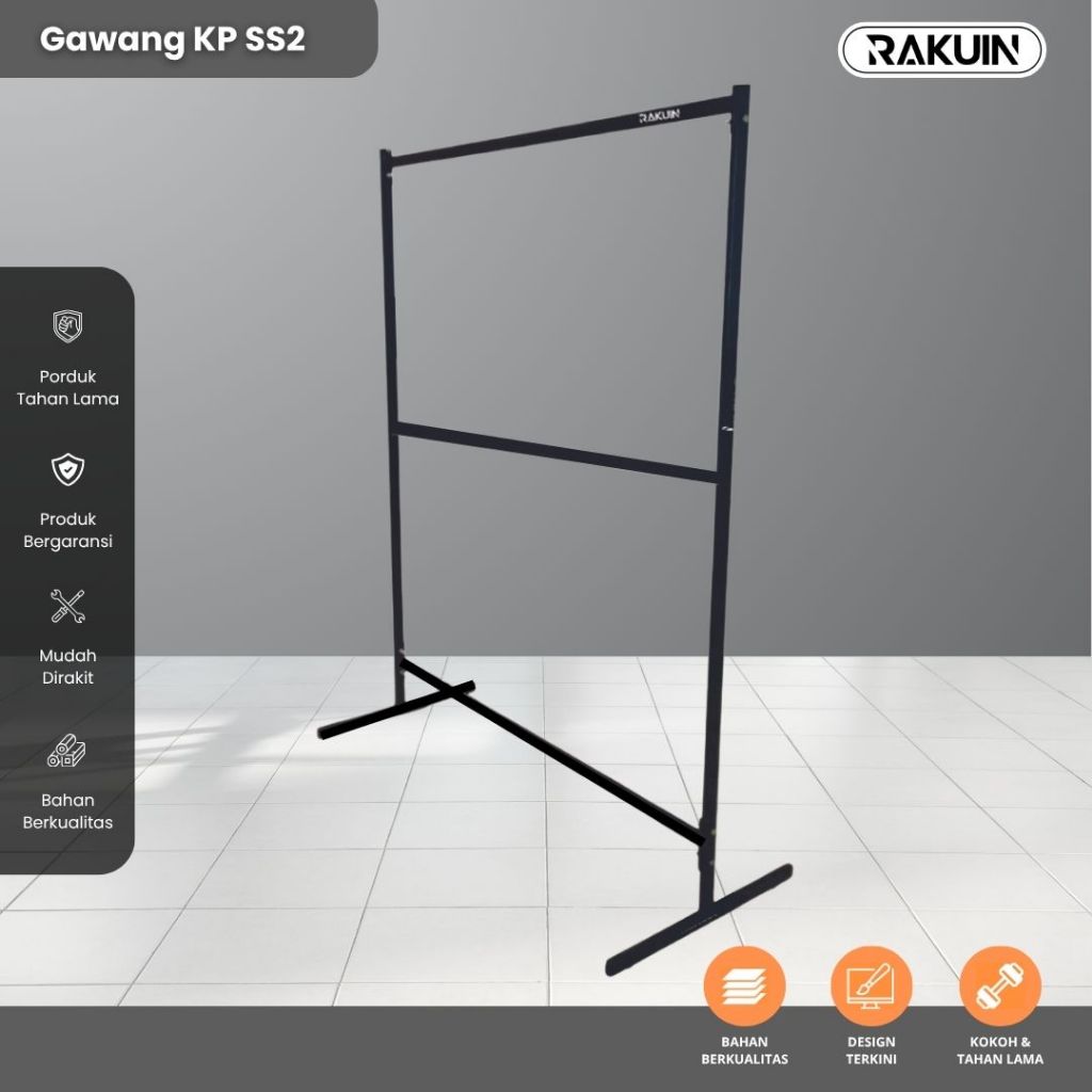 GAWANG KP SUSUN 2 - GANTUNGAN BAJU BESI 2 TINGKAT / KNOCKDOWN / GAWANG BAJU BERDIRI ELEGAN / GAWANG 