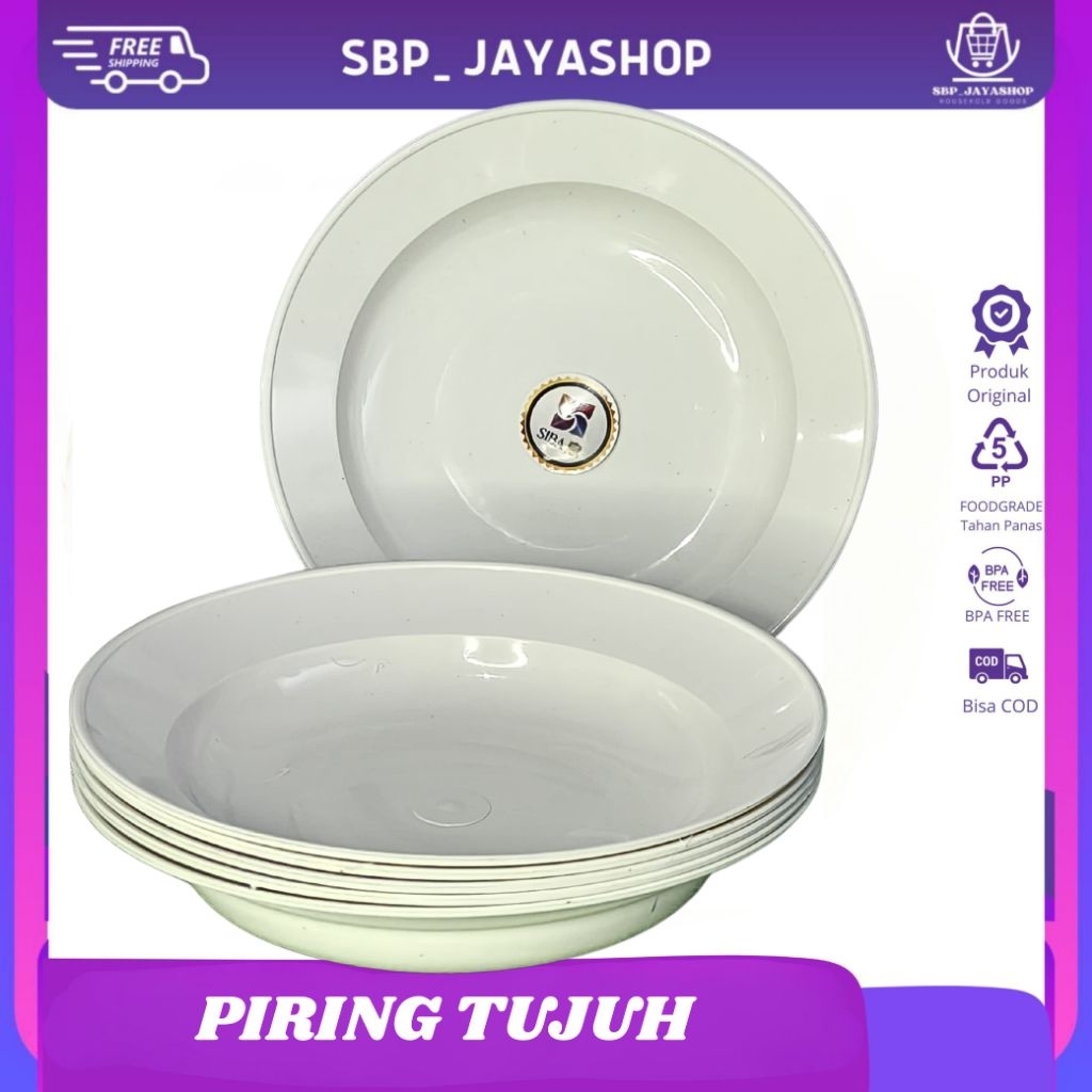 PIRING MAKAN PLASTIK TUJUH [1 LUSIN] FOOD GRADE WARNA PUTIH