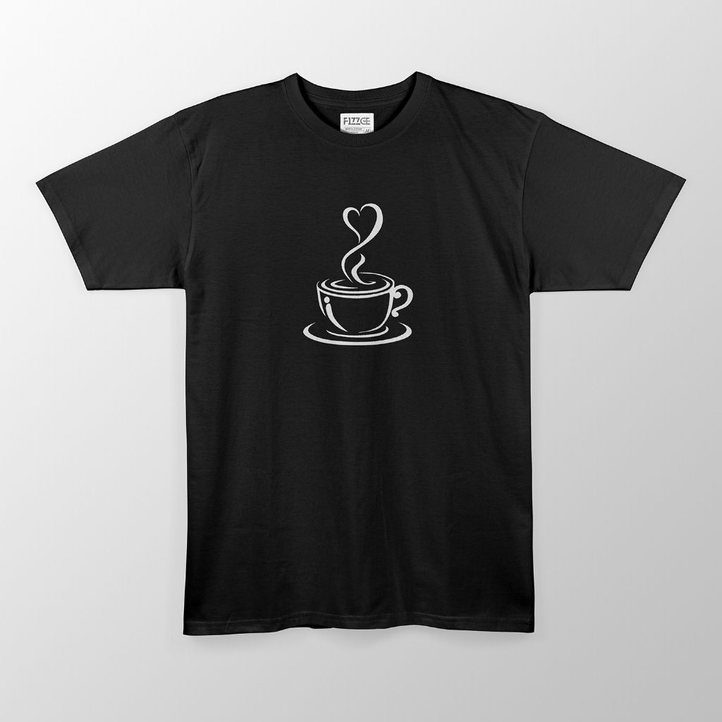 Baju Kaos Distro Pria Wanita CANGKIR LOVE COFFEE Murah Keren Bertulisan Pakaian Kekinian