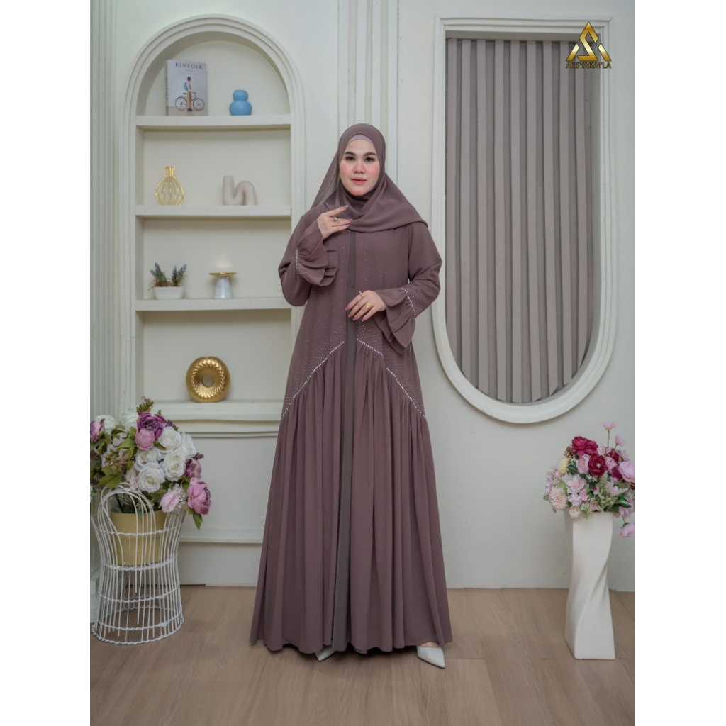 AMINAH ABAYA SET HIJAB/GAMIS CERUTY ARMANY PREMIUM/BY ARSYA KAILA/GAMIS SET HIJAB TERBARU