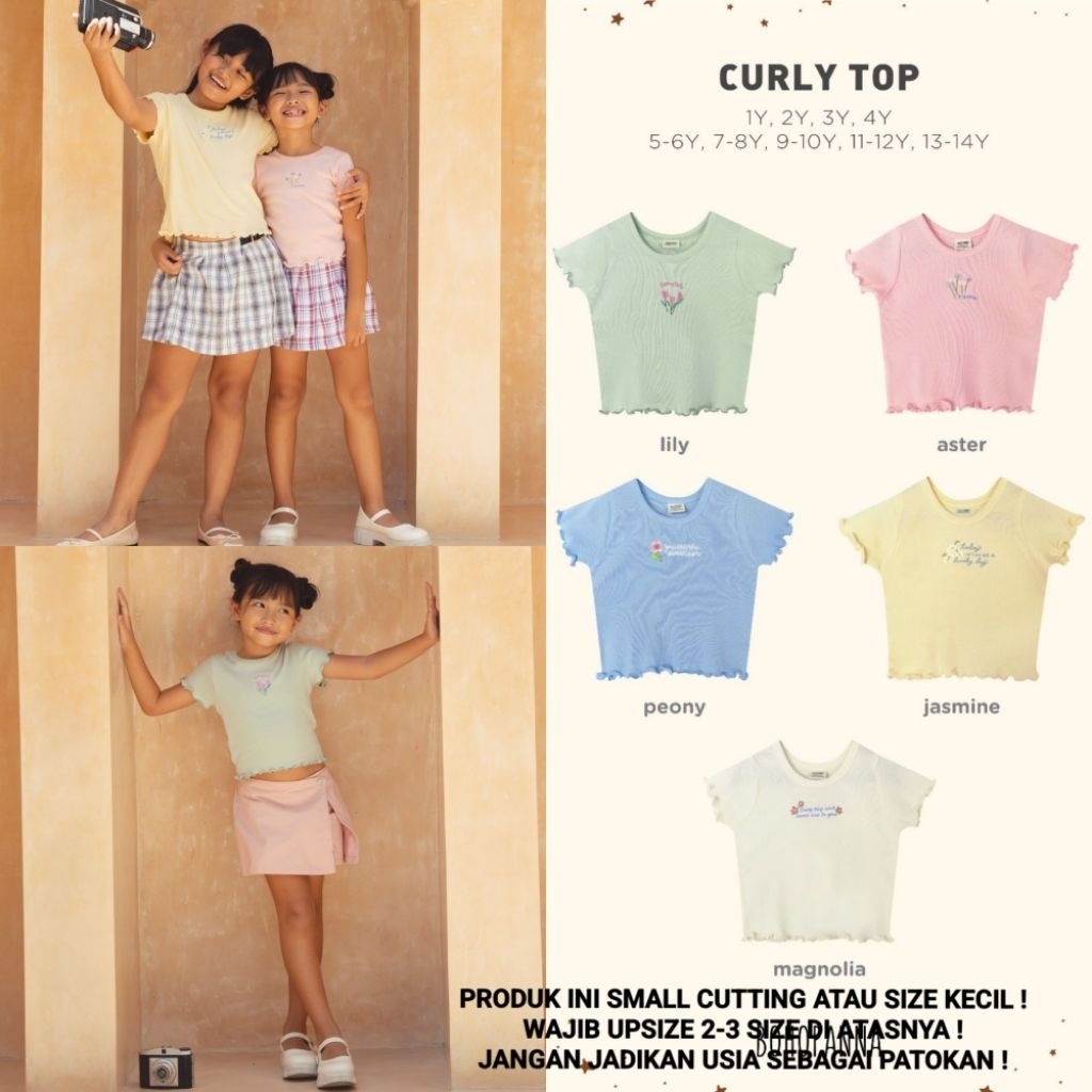 BOHOPANNA - CURLY TOP SIZE KECIL BOHOPANNA - BAJU CROP TOP HARUS UPSIZE - ATASAN ANAK - KAOS ANAK - 
