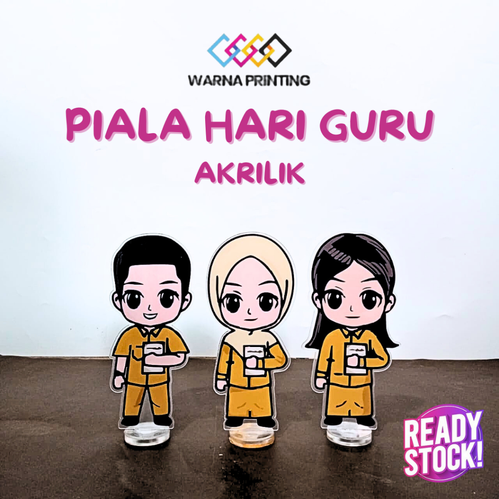 Piala Guru Baju Coklat PNS Hadiah Hari Guru Piala Guru Akrilik Free Custom Tulisan