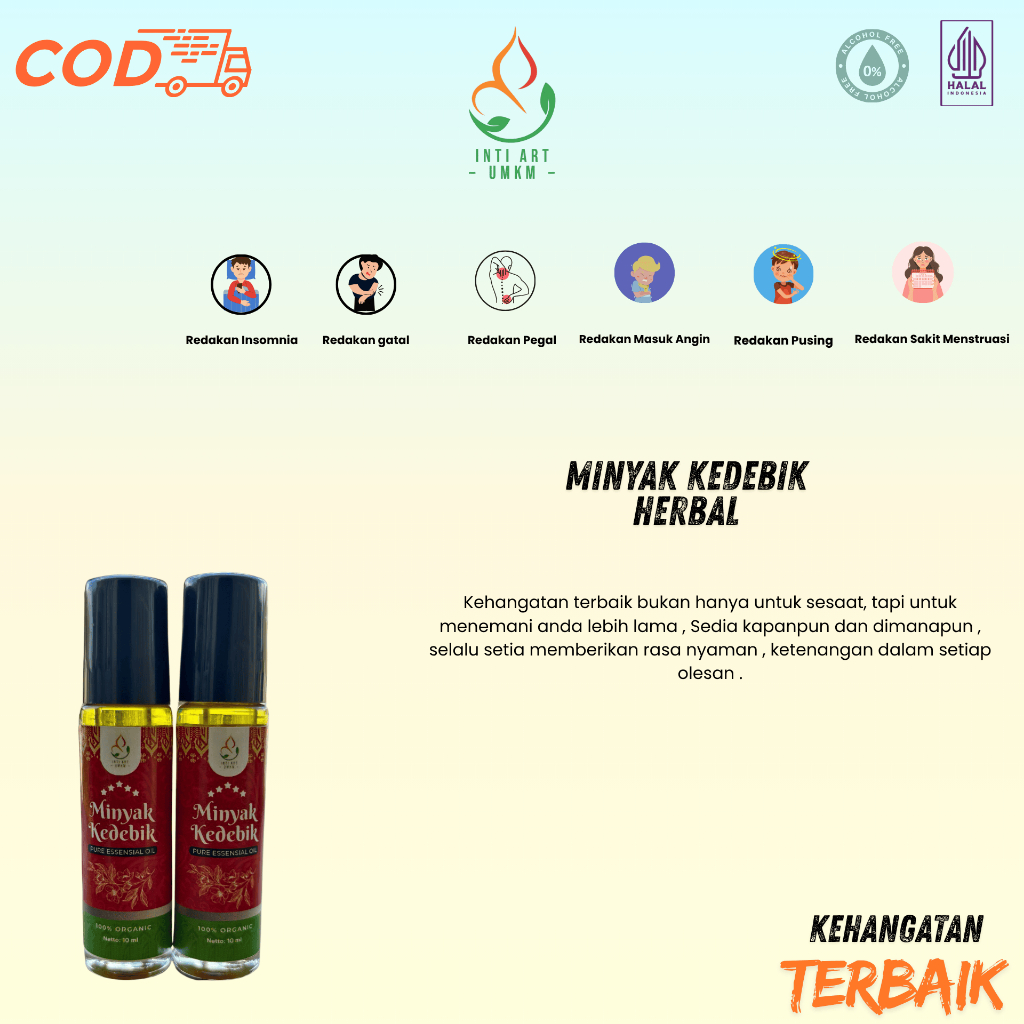 Minyak Kedebik Aromatherapy Hot Fresh Botol Roll on 10 ml – Herbal Pereda Masuk Angin, Nyeri, Pilek,