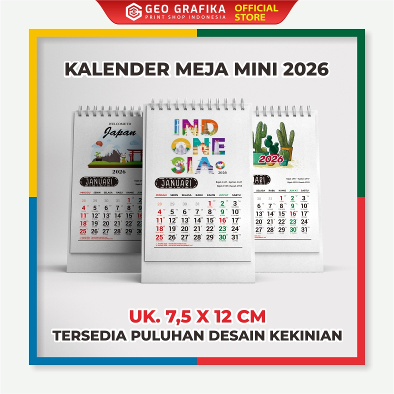Kalender Meja Mini Kalender Duduk Mini Tahun 2026- Geo Grafika