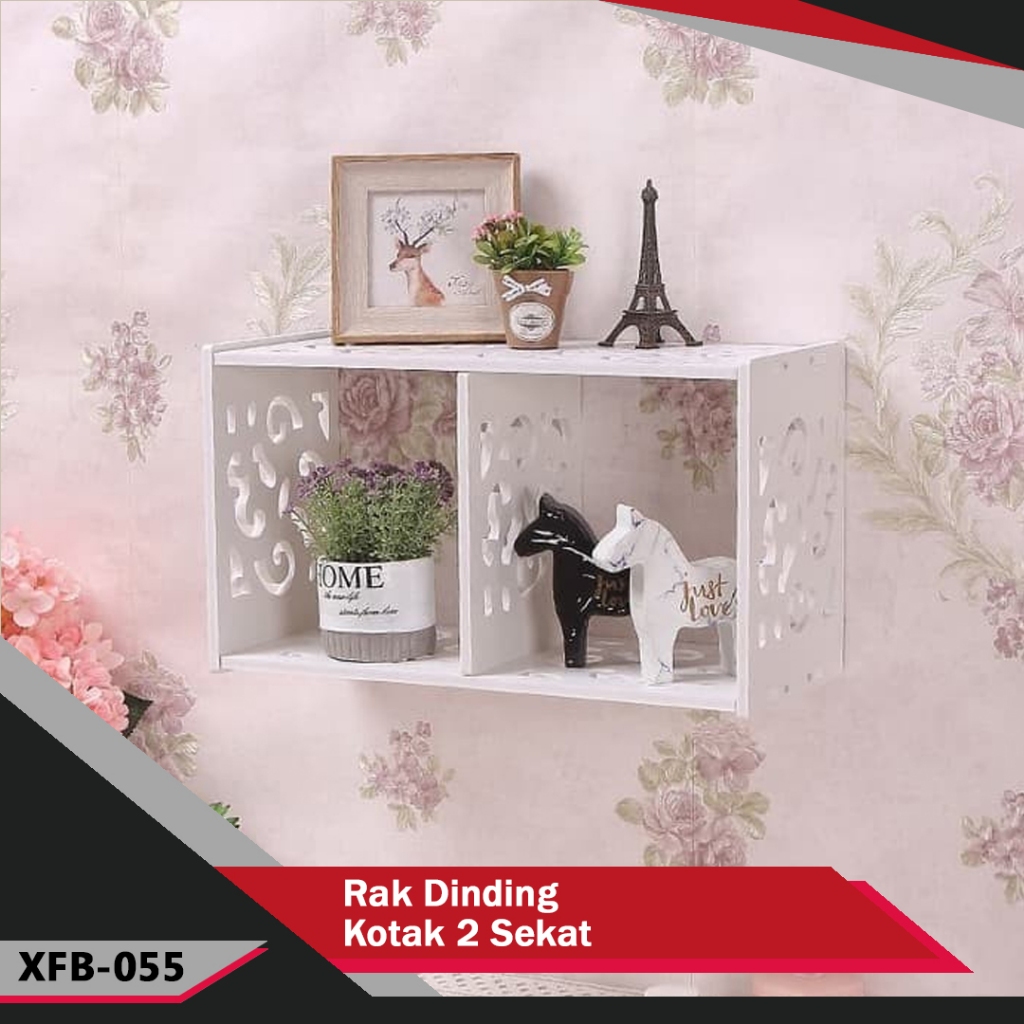 NUOMI.CC - Rak Dinding Motif Batik Modern Memiliki 2 Sekat atau 2 Kotak