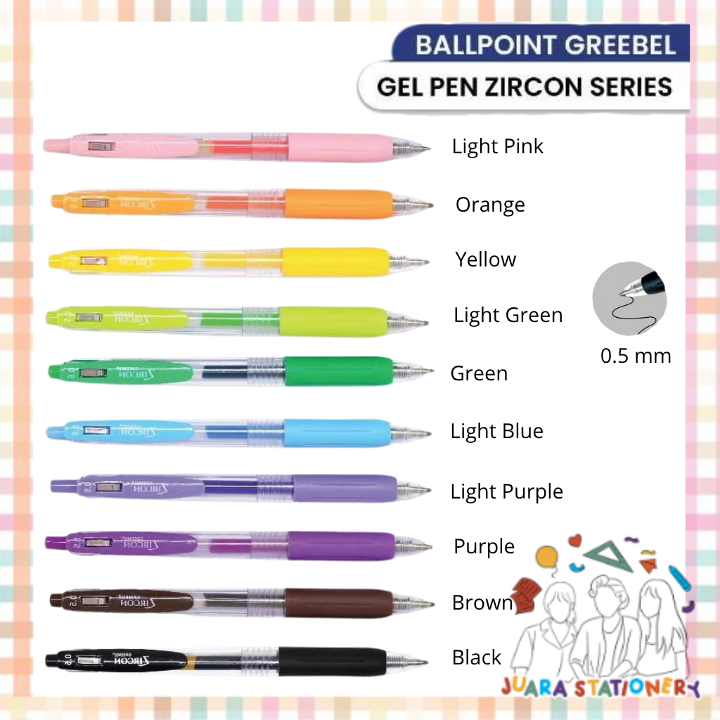 Pulpen Greebel Zircon GP-509 0.5 mm / Bolpoin Warna Pulpen Warna Sarasa