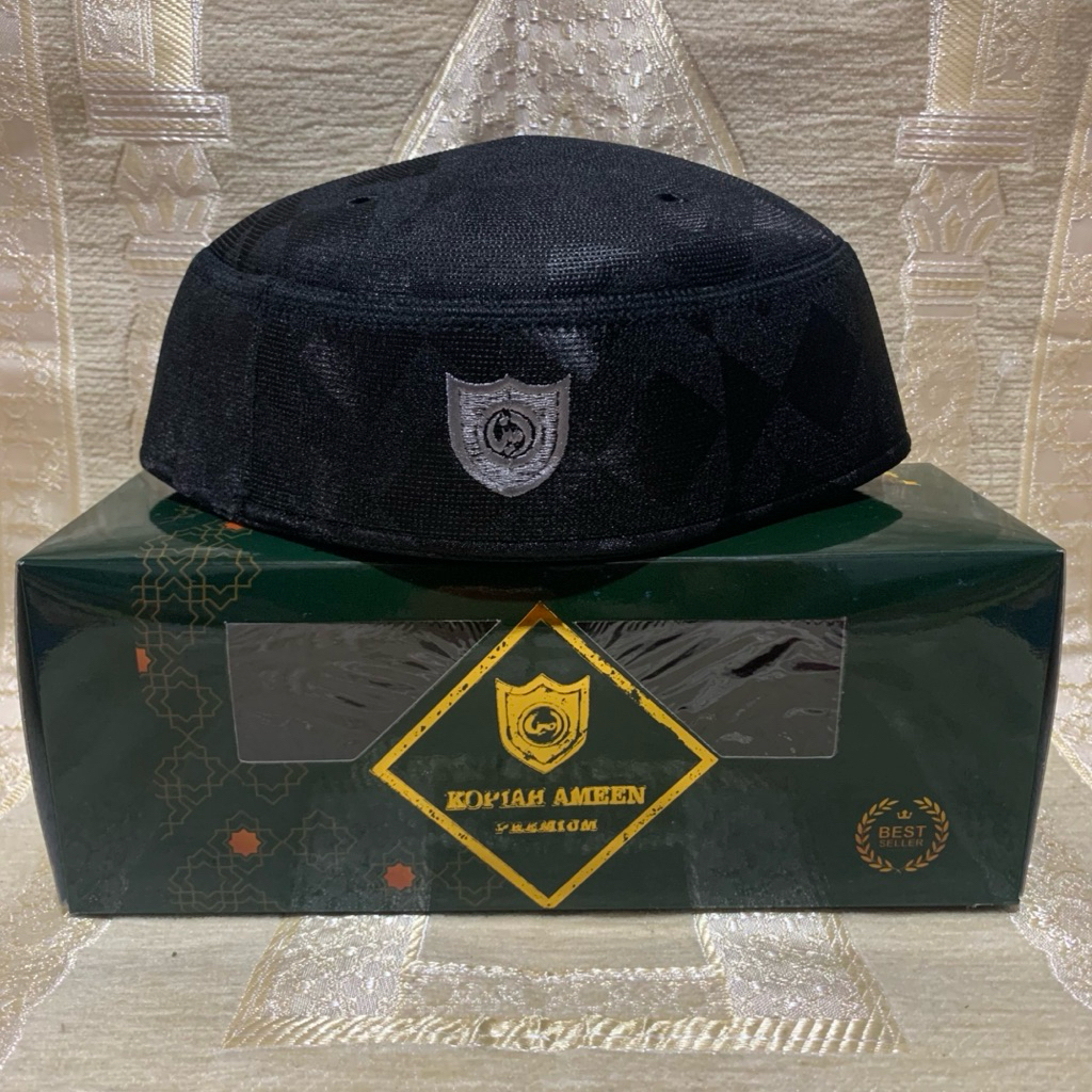 PECI AMEEN A5 ZIGZAG BLACK |KOPIAH AMEEN PREMIUM MALAYSIA ZIG-ZAG HITAM