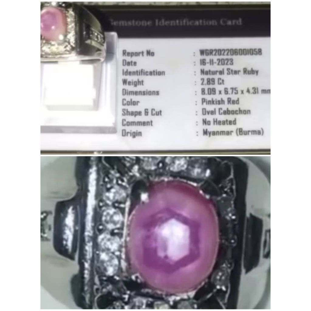 Natural Star Ruby Burma + Memo, Kode 240