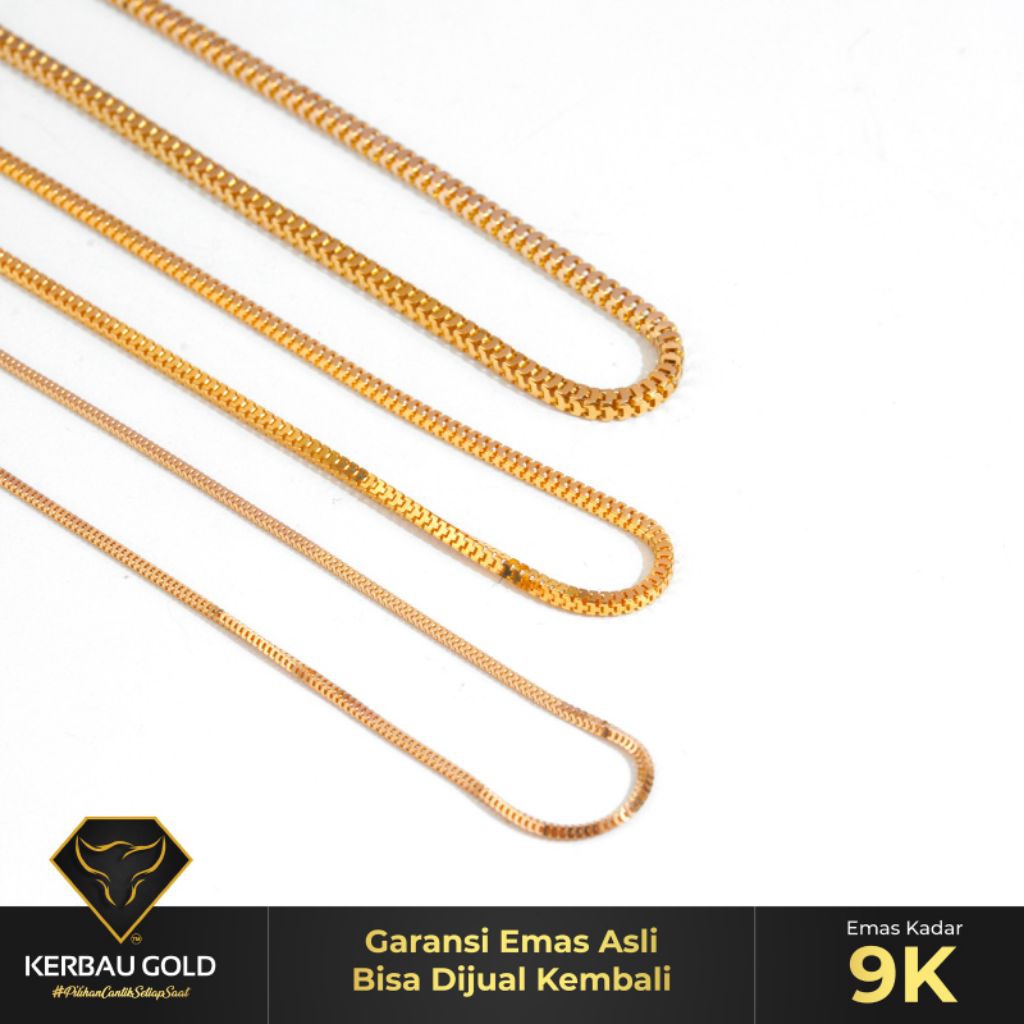 [Kerbau Gold] Kalung Emas Basic Milano 9K - Emas Asli