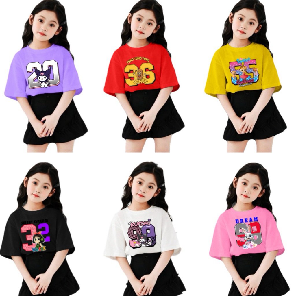 KAOS ANGKA VIRAL / BAJU ANGKA ANAK PEREMPUAN / ATASAN ANAK PEREMPUAN VIRAL