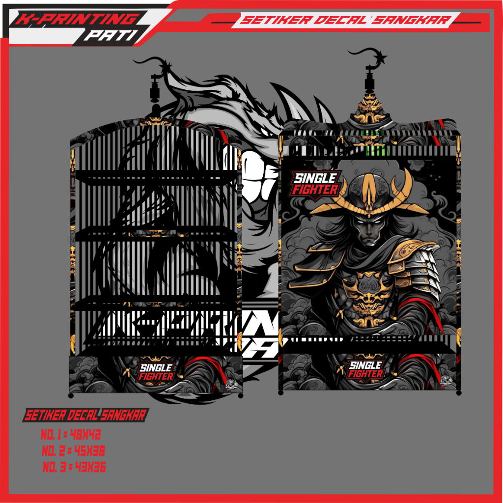 Stiker Decal SINGLE FIGHTER SANGKAR BURUNG sangkar burung kotak/koper burung cucak ijo dll