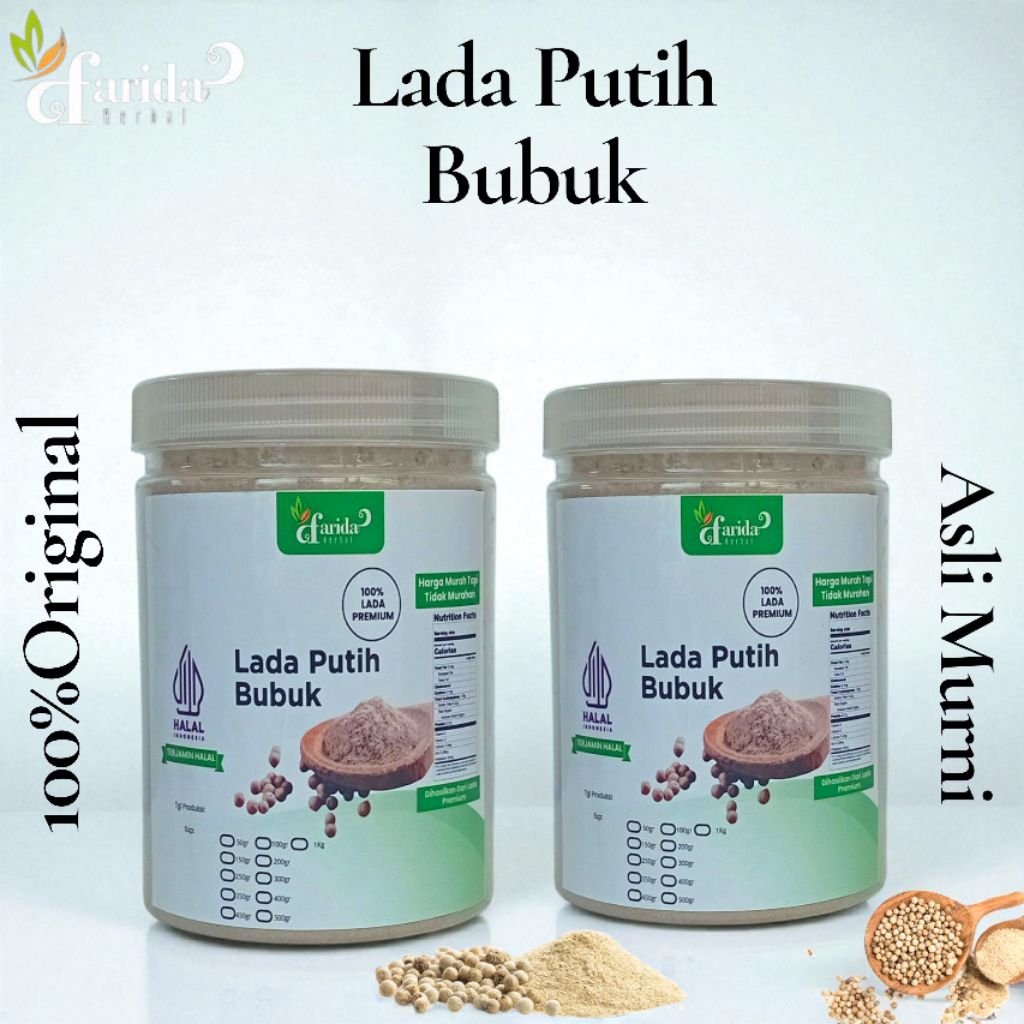 Lada Putih Bubuk Murni 500gram kemasan Toples/Asli Murni Lada Putih Bubuk 500gram