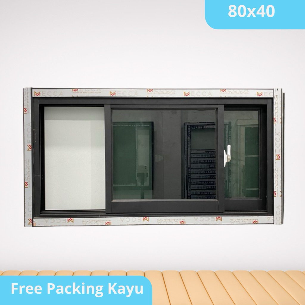 Jendela Aluminium Boven Sliding Ukuran 80x40