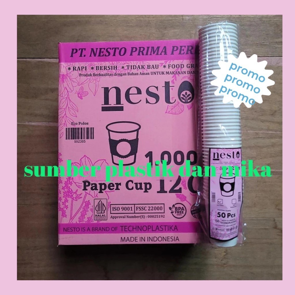 [ 1 KARTON ISI 1000 PCS ] Paper Cup Putih - 12 oz  TANPA TUTUP Kopi Minuman Dingin/ Gelas Kertas Put