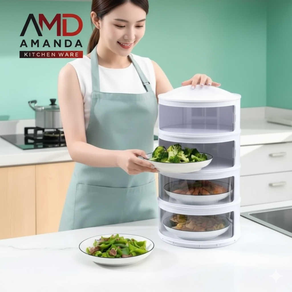 Tudung Saji 4 Susun Rak Makanan Tahan Panas Anti Lalat Rak makanan Tudung Saji Susun 4