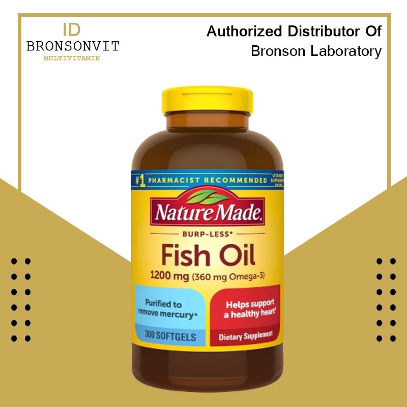Nature Made Fish Oil 1200 mg 300 Softgels 360 mg Omega 3