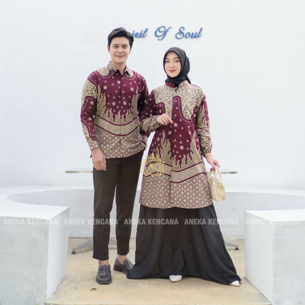 Gamis Batik Couple Kemeja Dress Batik Gamis Wanita Muslim Gamis Batik Motif Amanda Gamis Kombinasi M