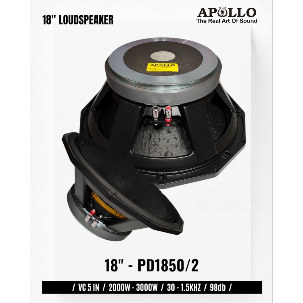 Komponen Speaker / 18 Inch / Apollo PD1850/2 Grade A / VC 5 IN / APL PD 1850/2 PD1850-2 PD 1850-2 Ku