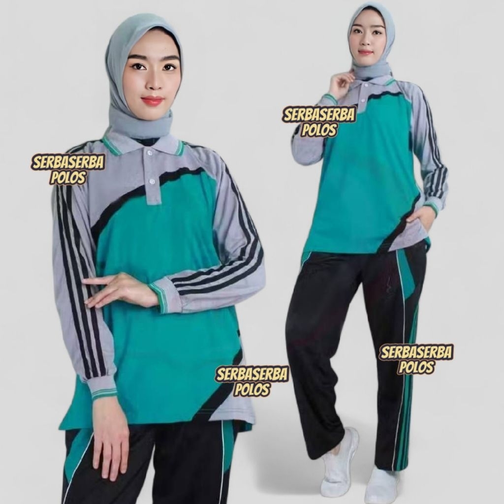 Seragam Olahraga Wanita Dan Pria // Setelan Olahraga 1 set / Baju Olahraga Berkerah Pria