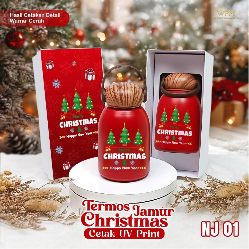 HAMPERS NATAL / CHRISTMAS / SOUVENIR SATUAN TERMOS JAMUR + HARDBOX NATAL / CUSTOM SOUVENIR NATAL PRE