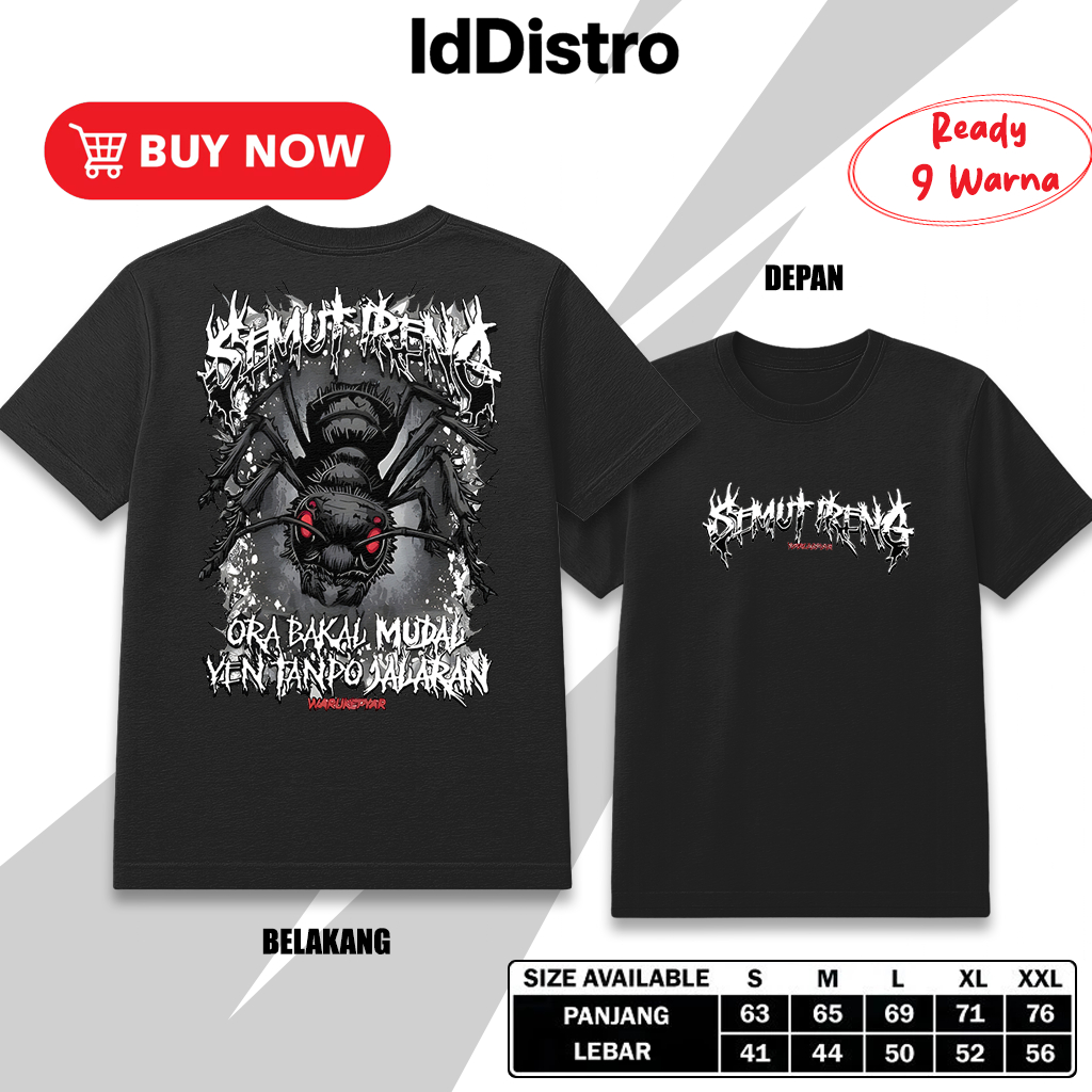IdDistro Kaos Pria Semi Cotton Premium HD SEMUT IRENG