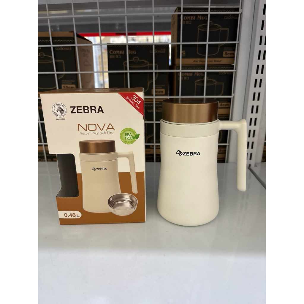 Gelas Mug Zebra Stainless / Mug Tahan Panas Stenlis Vacuum Mug Filter Nova 0,48L Ivory Zebra 912737
