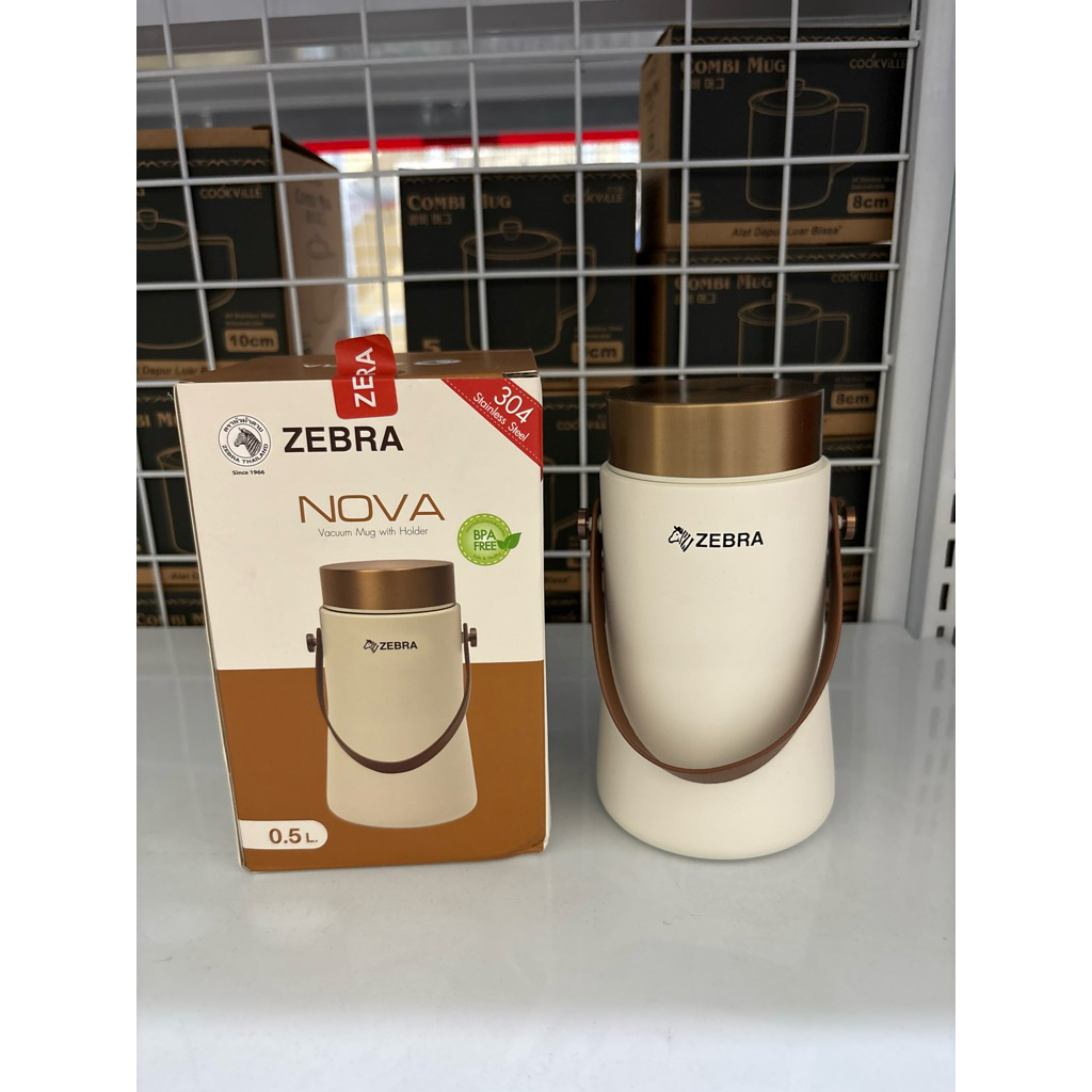 Gelas Mug Zebra Stainless / Mug Tahan Panas Stenlis Vacuum Mug Holder Nova 0,5L Ivory Zebra 912738