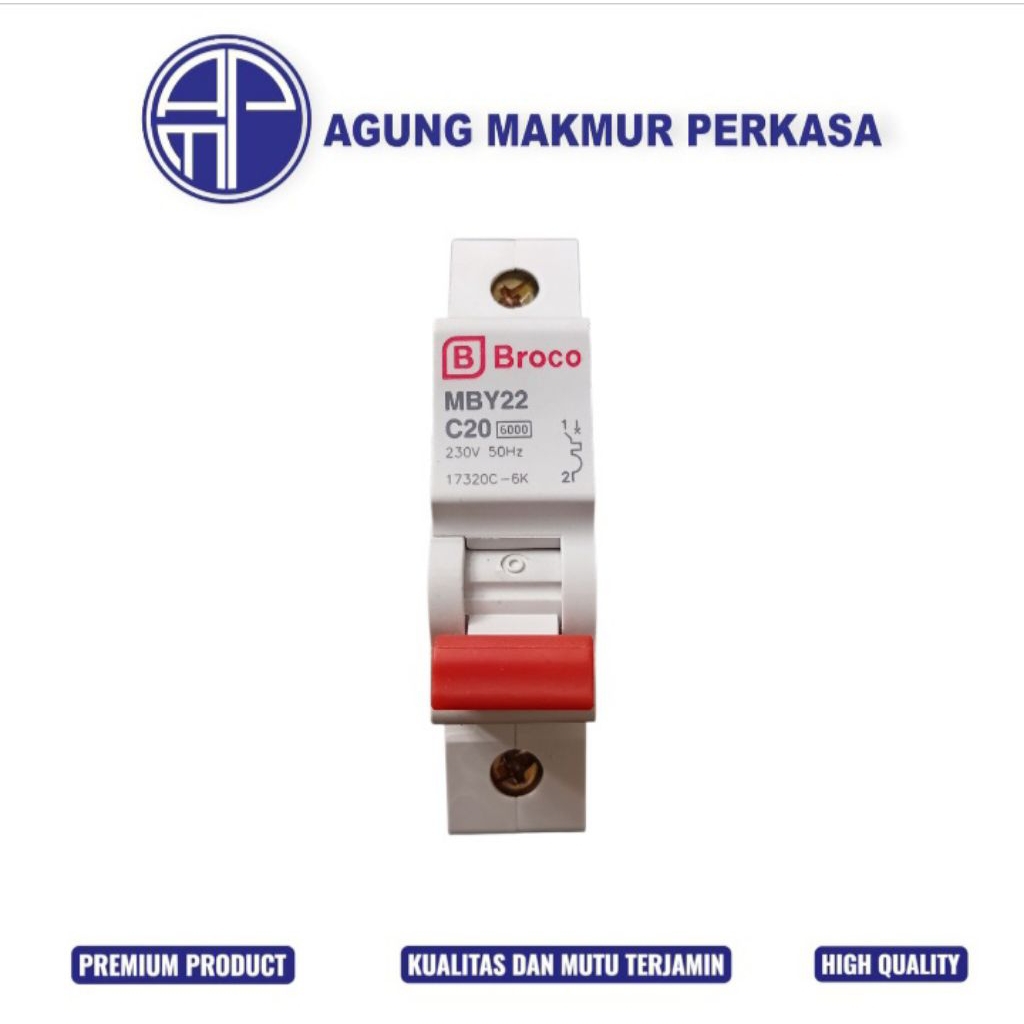 Broco MCB 1p 20A 17320C / MCB 20 ampere broco.