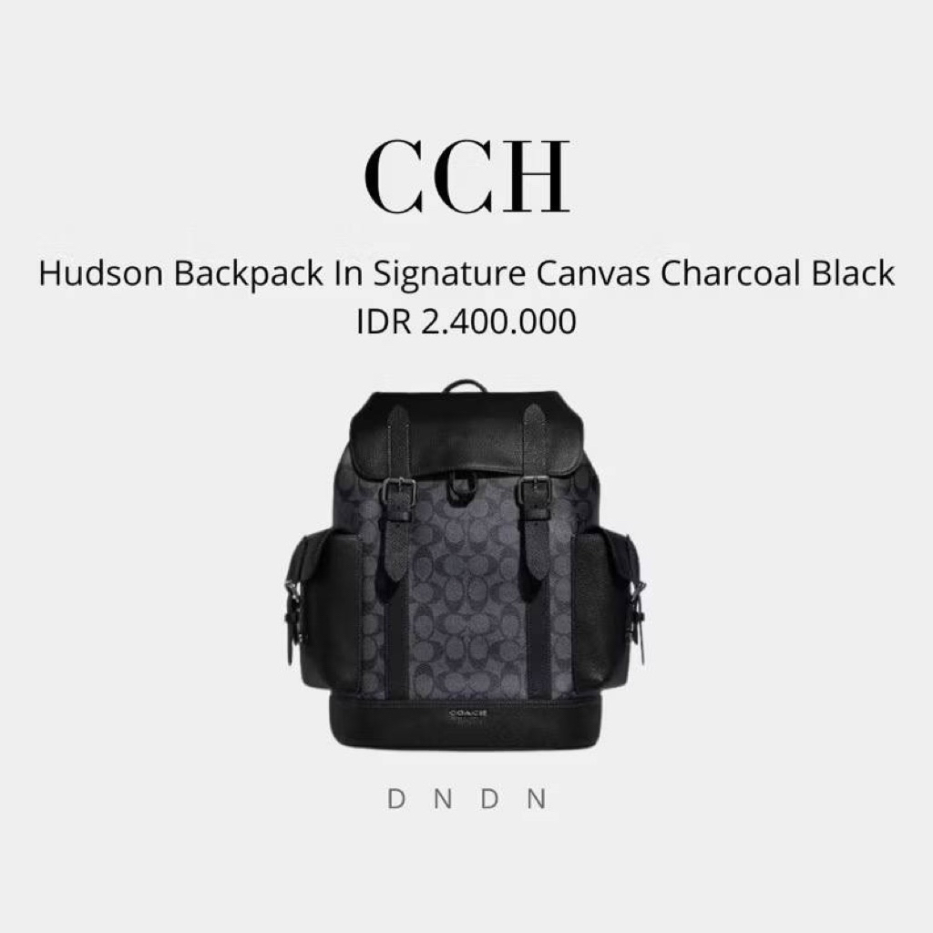 Hudson Backpack In Signature Canvas Charcoal Black