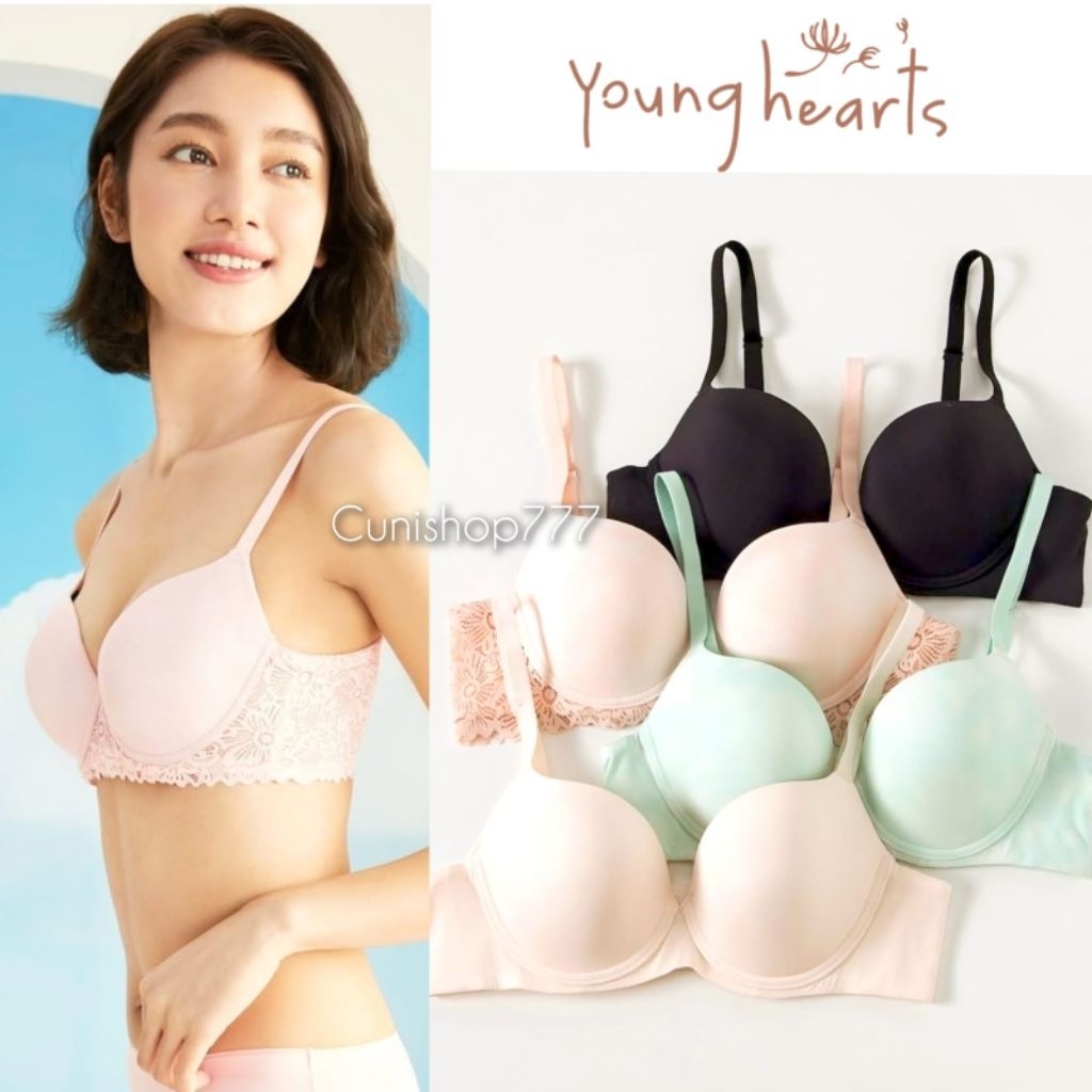 BRA YOUNG HEARTS BERKAWAT PAKAI KAWAT 32B 34B 34C 36B 36C 38C BUSA NORMAL BH WANITA RENDA LACE POLOS